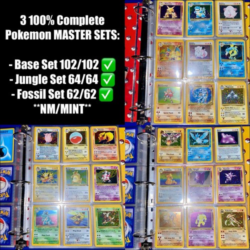 Pokemon Master Set 100% Complete Base Set 102/102 Jungle 64/64 Fossil ...