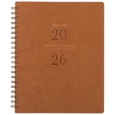 2026 Planner, Weekly & Monthly, 8.5" x 11", Large, Signature, Distressed Brow...