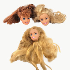 Lot Of 3 Mattel Barbie Doll Assorted Head Replacements: In Pre-Owned Condition