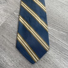 Brooks Brothers Men s Blue Gold White Stipe Silk Vintage Tie Made In England