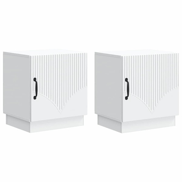 Nachttisch Weiß 2Er Set 43 X 34,5 X 47 Cm Holzwerkstoff-image