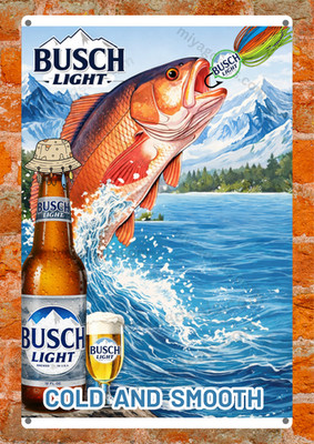 BLight Cold & Smooth Beer Fishing Hunting Metal Sign Man Cave Bar Decor Read Des