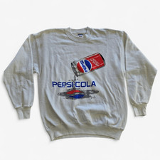Vintage 80s Official Pepsi Cola Merchandise Retro Pullover Crewneck Sweatshirt L