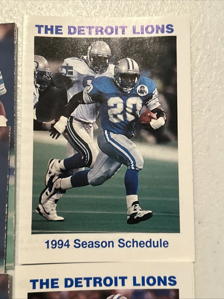 NFL Pocket Schedules Detroit Lions lote mixto de 13 todos Barry Sanders 1992-1996 Foto 2 de 4