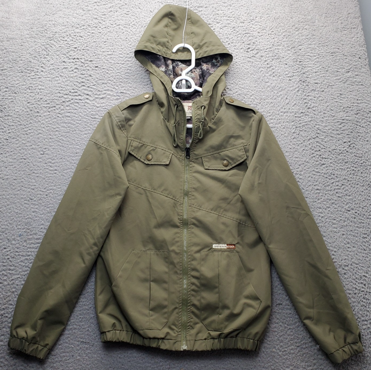 Volcom Scout Rain Jacket Womens XS Green Mesh Lined Long Sleeve