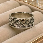Vintage Sterling Silver Basket Weave Band Ring – Size 5.5 – 8mm Wide – 5.5g