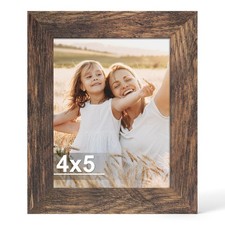4x5 Picture Frame with Real Glass Wood Frame(Rustic Brown, 1 Pack) Rustic Brown