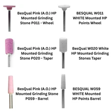 BesQual White & pink HP Mounted Stone, #11 Wheel, #20 Taper #59 Barrel, 100/Pk