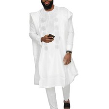 African Man Apparel Agbada Clothing Embroidery Dashiki Shirts and Pants Afric...