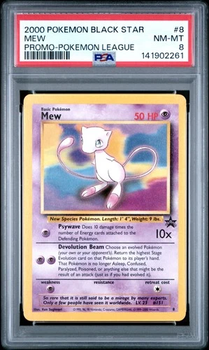 2000 POKEMON PROMO BLACK STAR POKEMON LEAGUE #8 MEW PSA 8