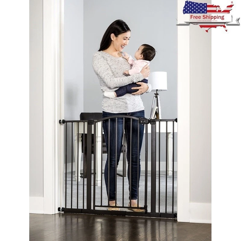 Extra Wide Baby Safety Gate Adjustable Walk Thru Metal Child Pet Barrier New