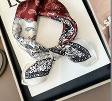 100 Silk Mulberry Shawl White cashew Print Square Neckerchief Scarf 21'' Wrap