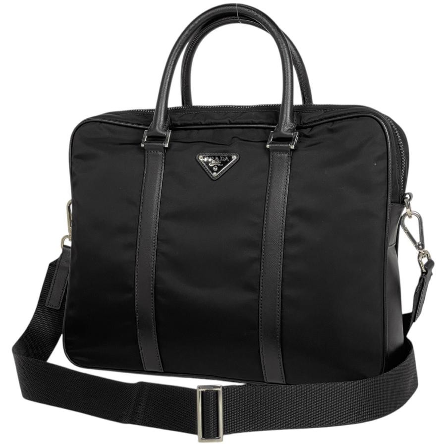Prada Briefcase 2-Way Shoulder Bag Nylon Black with Shoulder Strap #BS1342