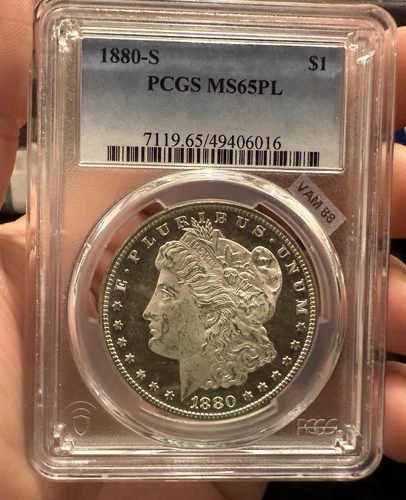 1880 S Morgan Silver Dollar MS65 PL PCGS PQ+ Amazing Contrast