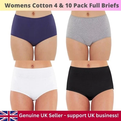 Just Essentials Womens Ladies High Waist Full Briefs Multipack of 4 Cotton Plain - Image 1 of 4
