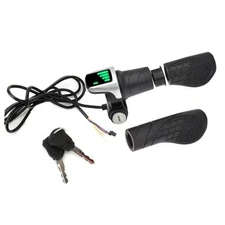 36V Twist Grip Throttle with LCD Display (Power Indicator) & Key Lock - 