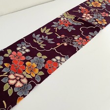 Purple Happiness E 7x36 Vintage Chirimen Japanese Kimono Silk Fabric CK18