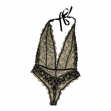 NWOT Savage x Fenty Women's Size 4-6 Black Tan Animal Print Lace Bodysuit