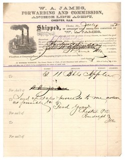 Str J. B. Maude Anchor Line Bill Lading Apples Chester Illinois St. Louis 1882