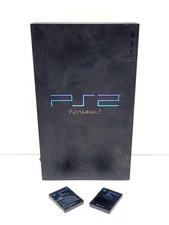 Sony PlayStation 2 SCHP-39001 PS2 Console Black+ 2 8MB Cards Read Description 