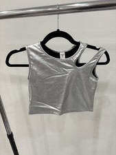 Silver Girls Dance Top Cropped Shien Hip Hop, Jazz, Funk with 3 shoulder straps