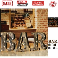 Light Up Your Bar: Vintage LED Marquee Sign - Perfect for Home Decor & Events