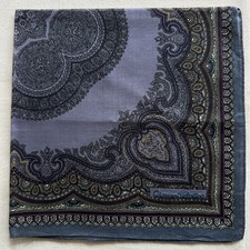 VTG Handkerchief Antique Damask Pattern Classic Pocket Square Purple Cotton 19"