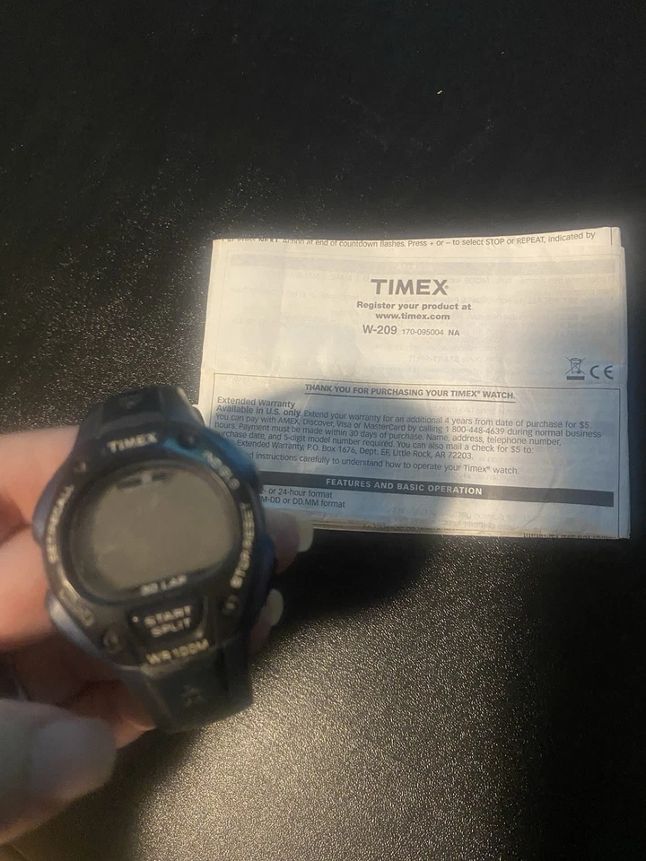 Мужские часы Timex Indiglo Ironman винтажный резиновый ремешок 90-е непроверенные с руководством винтажные - Изображение 3 из 4