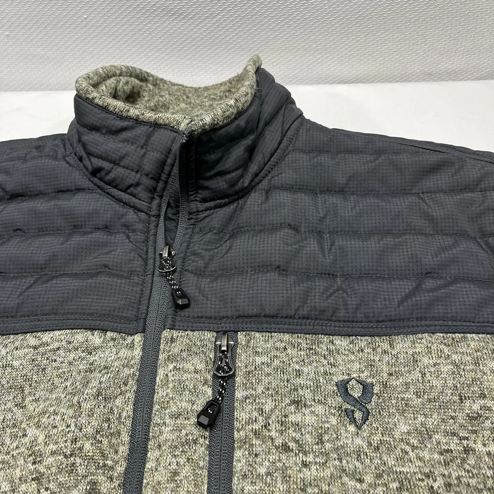 Chaqueta Stoic Para Hombre XL Beige Negra Cremallera Completa Vellón Manga Larga Senderismo Gorpcore Foto 2 de 4