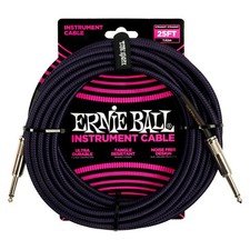 Ernie Ball P06397 25ft Purple/Black Braided Straight/Straight Instrument Cable