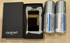 S.T. Dupont Slimmy Jet Flame Lighter Black Lacquer  Gold w/2 Butane Refills NIB