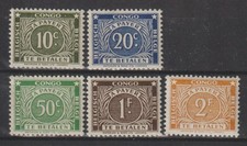Congo - Postage Due - 1943 - COB TX73/7** - SCOTT J8/12 - PERF. 12 1/2 - MNH