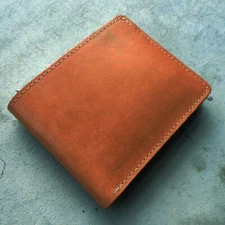 RFID Blocking Vintage Tan Genuine Leather Men's Bifold Wallet Center Flap 