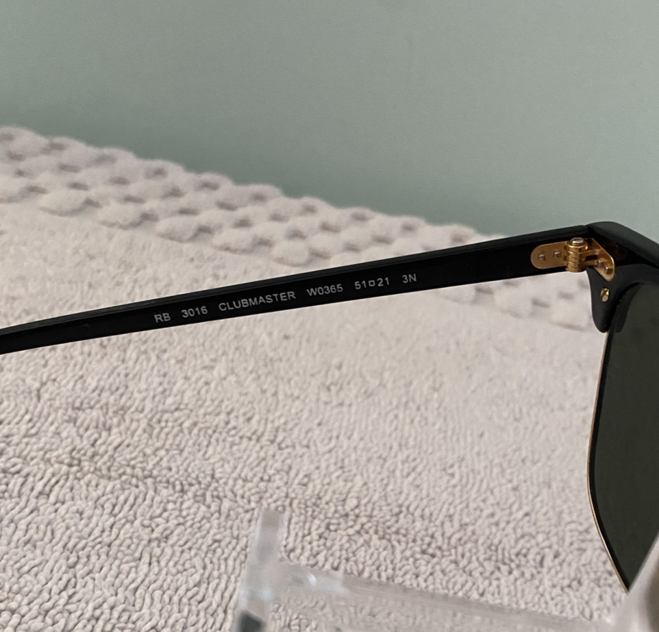 Ray-Ban Clubmaster Sunglasses RB3016 W0365 51-21 Black Frames