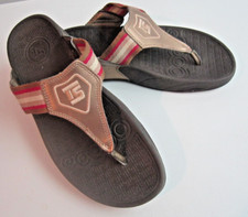 TheraShoe Flip-Flop Style Sandals Woman’s US Size 8 Leather Uppers-Brown/Red/Tan