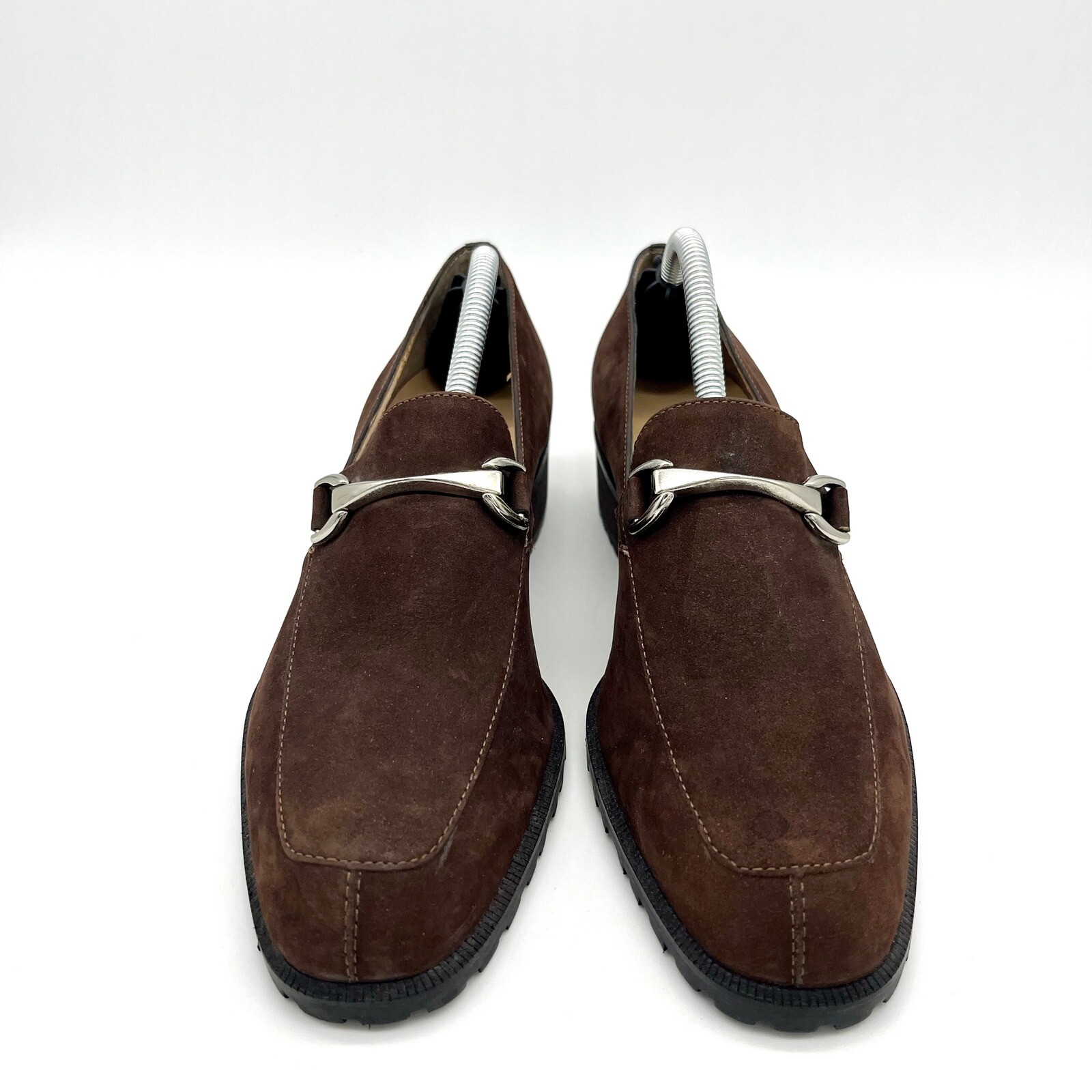 SAOLA Mocassini Talbots scamosciati fibbia argento tacco a blocco suola a strappo marrone 7 5