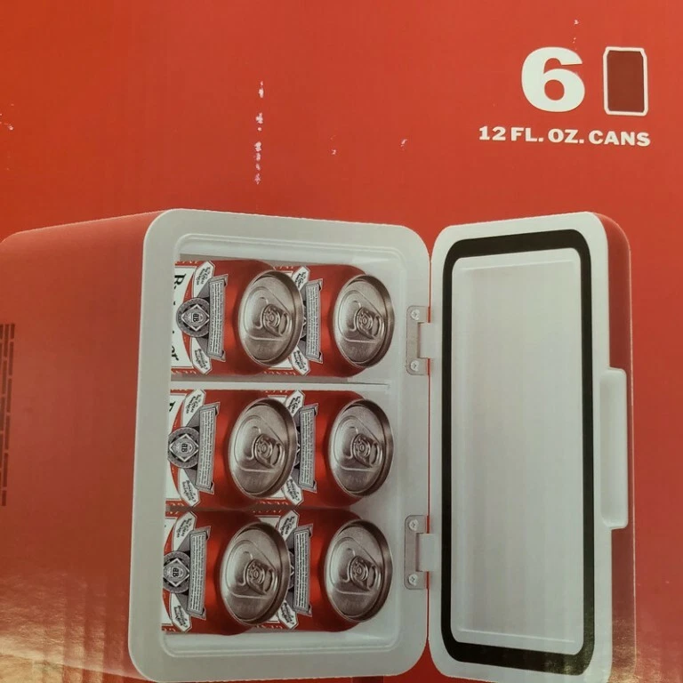 Mini dormitorio central de bebidas Budweiser de 6 latas viajes por carretera cuevas para hombres 120 VCA o 12 VCC Foto 3 de 4