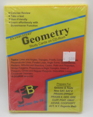 EXAMBUSTERS - GEOMETRY STUDY CARDS ON CD-ROM PC SOFTWARE FOR WINDOWS XP, MATH