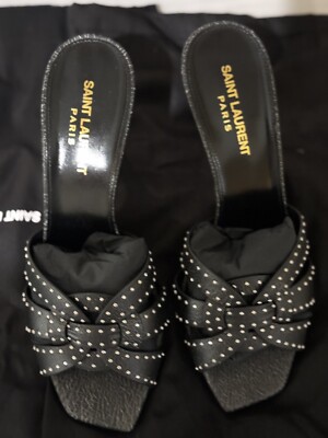 SAINT LAURENT TRIBUTE 85 MULE sz 38/8 black w/box NEW | eBay