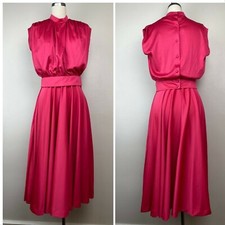 Vintage 1970s Pink Disco Set XS Sleeveless Blouse Midi Length Circle Skirt 70s