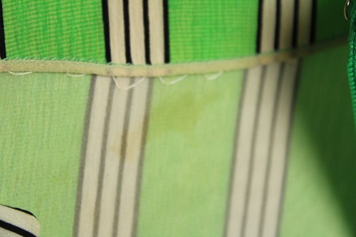 GALANOS Vintage Green & Pink Striped Pleated A-Line Mini Dress 6 - Picture 12 of 12