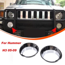 Fit For Hummer H3 2005-2009 Chrome Bumper Fog Light Lamp Trim Bezel Cover Ring