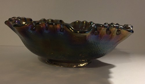 Vintage Imperial Glass Carnival Glass Smoky Amethyst Windmill Bowl 8" - Picture 5 of 11