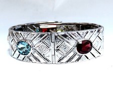24.30ct Natural Gem Line Vintage Graver Etch Cuff Bracelet 18kt**