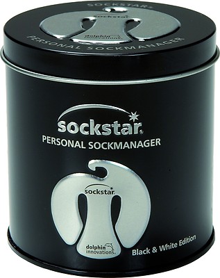 SOCKSTAR SOCKENKLAMMERN Black & White Edition Präsentdose = 20 Stück in 4 Farben