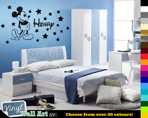 Personalised Kids Name MICKEY MOUSE Stars Disney Vinyl Wall Art Sticker Decal