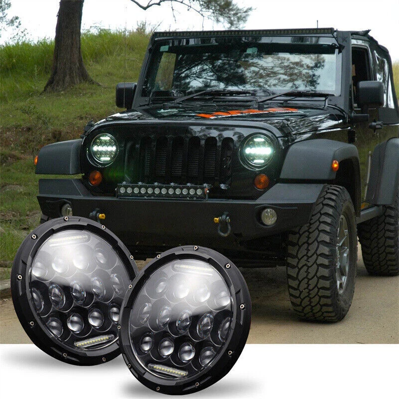Pair 7inch Round LED Headlights Hi/Lo DRL Beam For Suzuki Sierra SJ80 SJ80V LJ80 - image 4 of 4