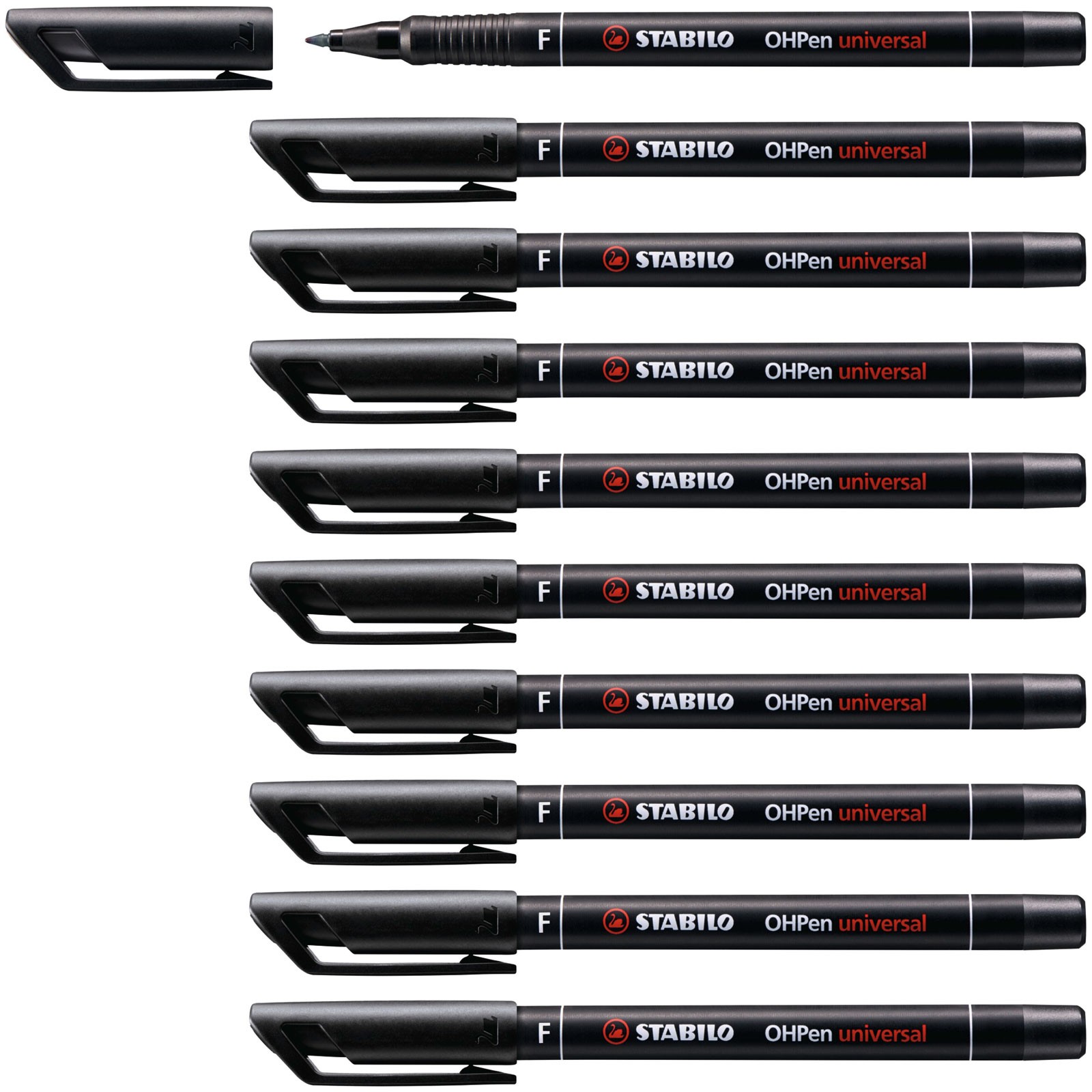 STABILO Pen for Overhead Projection Universal Permanent Fine Blk Pk 10