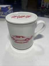 Vintage Rare Pontiac Grand Prix Dealer Promo Coffee Mug With Lid Vtg Ride