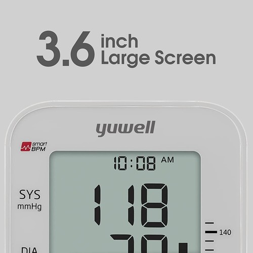 yuwell Monitor de Presión Arterial, Manguito de Presión Arterial Grande Superior del Brazo, Digital B... - Imagen 4 de 10